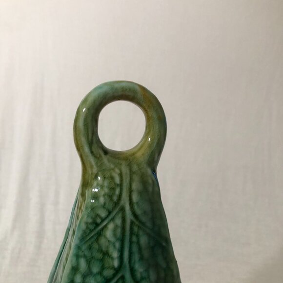 Handmade Vintage Green Pottery Vase – Ceramic Decorative Collectible - Picture 3 of 6